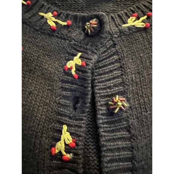Vtg Tiara International Christmas Cardigan Sweater Embroidered And Beaded Size M - Picture 4 of 16